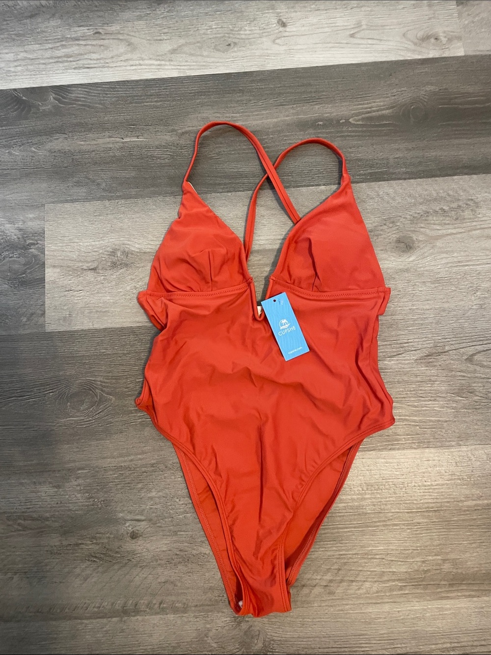 Cupshe Bright Red-Orange Crossback One-Piece Swimsuit